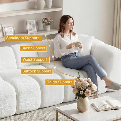 KISLOT 84" Boneless Couch No Assembly Required Loveseat Sofa Modern Deep Seat Cloud Couch Modern Compressed Sofa Oversized Upholstered 3-Seater for Living Room Bedroom
