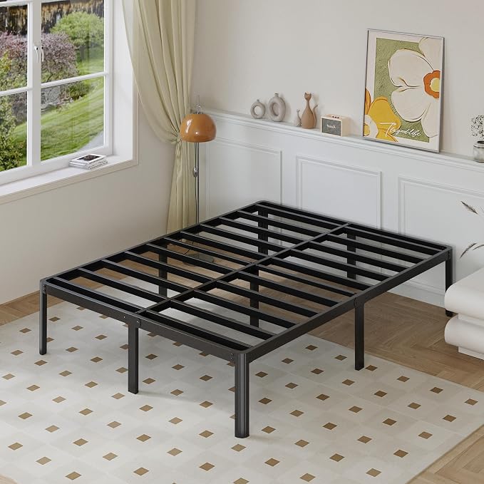 Yicensen 14 Inch California King Bed Frames No Box Spring Needed, Heavy Duty Cal King Metal Platform Bed Frame with Rounded Corner Legs, Easy Assembly, Noise Free, Black