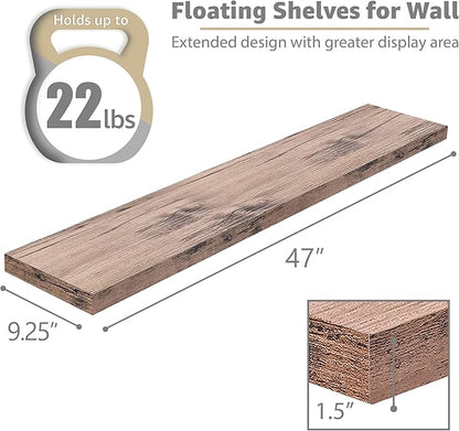 Sorbus Floating Shelves for Wall - 48 Inch Long Bathroom Shelves, Wall Decor for Bedroom, Kitchen, Living Room & Book Storage - Mounted Floating Shelf with Invisible Brackets (Mahogany, 3 Pack)