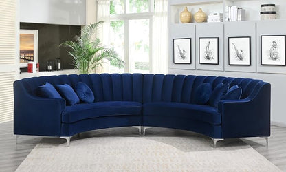 Legend Vansen Semicircle Modular Curved Velvet Sectional Sofa,141.34”Oversized Arc Sofa,Modern Cloud-Like Deep Seat Couch for Living Room Apartment Office Conference Space (2, Blue)