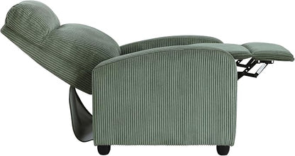 Lexicon Corduroy Pushback Recliner Chair Armchair Push Back Recliner, Solid Wood Frame and Metal Seat Base, Soft Single Sofa Accent Chair for Living Room/Office/Apartment, Easy Assembly, Green