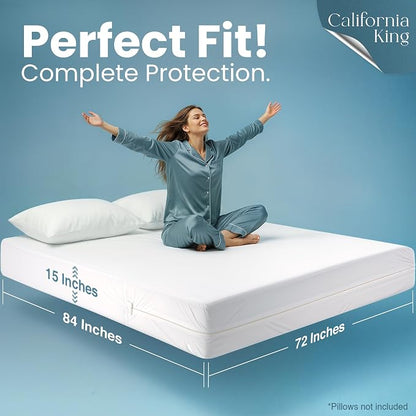 Utopia Bedding Mattress Protector Zippered California King Size (Pack of 10), 100% Waterproof Bed Bug and Dust Mite Proof Mattress Encasement, Absorbent 6 Sided Mattress Cover