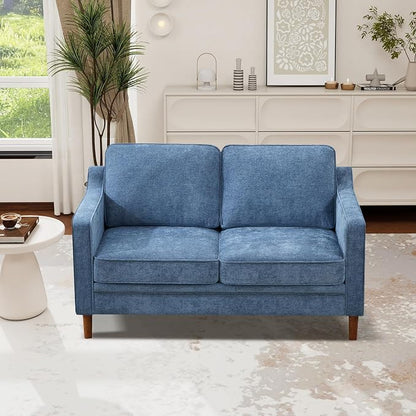 Kingfun 60" Chenille Sofa, Loveseat Couch, Mid Century Modern Love Seat Couches with Solid Wood Frame for Living Room Bedroom