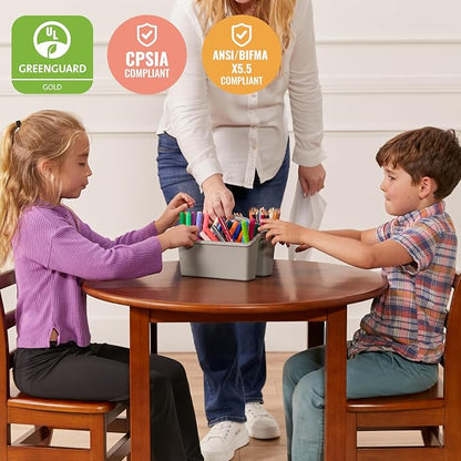 ECR4Kids 30in x 30in Round Hardwood Table with 22in Legs, Childrens Furniture, Grey Wash