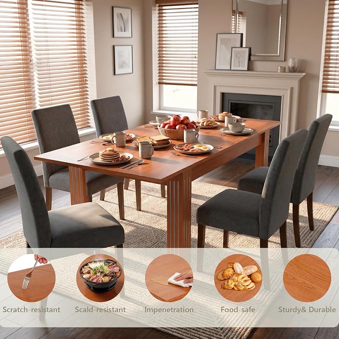 Sannwsg Extendable Table 54"-85", Extendable Dining Table for 4-8, Rectangular Kitchen Dining Table Space Saving, Farmhouse Dining Tables with 95" Runner
