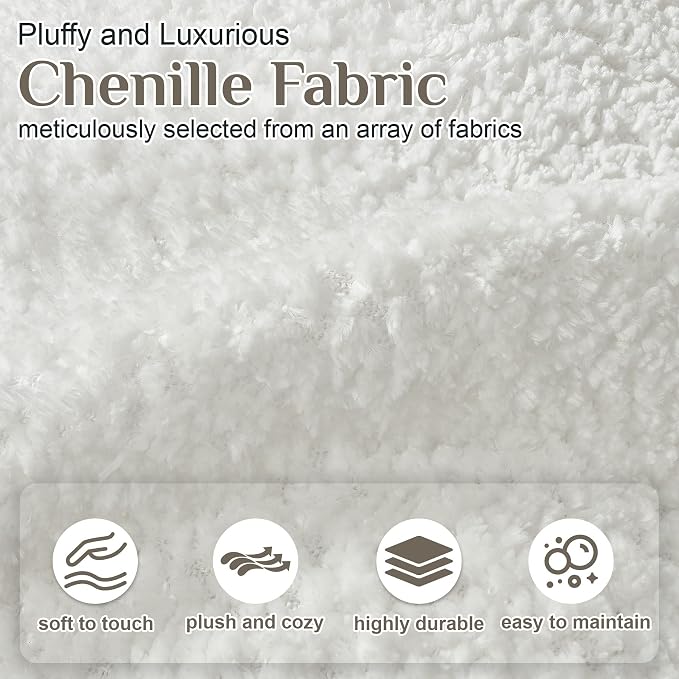 124" Oversized Minimalistic Boucle Sofa for Living Room, Luxury Plush Extra Deep Seat Sectional Sofa, Modern Comfy Curved Cloud Couch, Upholstered 5-Seater Chenille Couches, Beige White