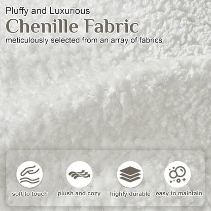 124" Oversized Minimalistic Boucle Sofa for Living Room, Luxury Plush Extra Deep Seat Sectional Sofa, Modern Comfy Curved Cloud Couch, Upholstered 5-Seater Chenille Couches, Beige White
