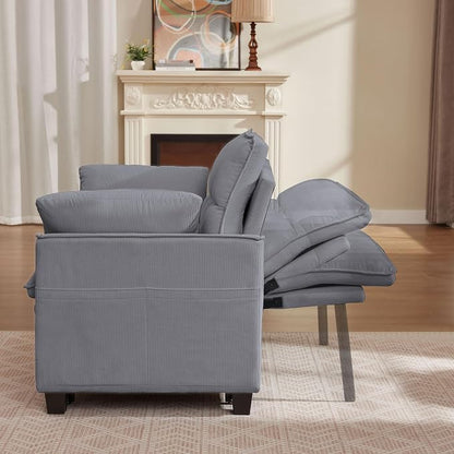 Sleeper Sofa with Pull Out Couch Bed, 48.43" Convertible Pull-Out Sofa Bed Chair, 3-in-1 Futon Couch with Reclining Backrest and Side Pockets for Living Room Bedroom Apartment, Light Grey