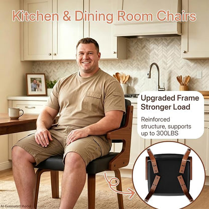 Dining Chairs Set of 2 with Hanging Armrest Black | Set of 2 luxury chairs featuring a unique table-hanging armrest design, perfect for modern, space-conscious homes