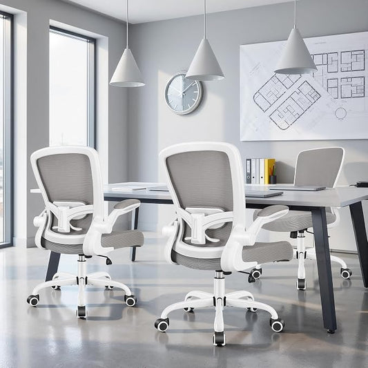 FelixKing Office Chair, Ergonomic Desk Chair Breathable Mesh Chairs Adjustable High Back Lumbar Support Flip-up Armrests, Executive Rolling Swivel Comfy Computer Chairs Home Office Gray