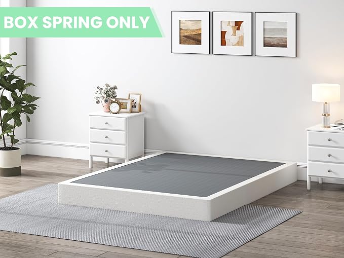 QEROMY 7 Inch Low Profile Box Spring, Sturdy Metal Frame Mattress Foundation, Easy Assembly, Quiet & Noise-Free, King Size