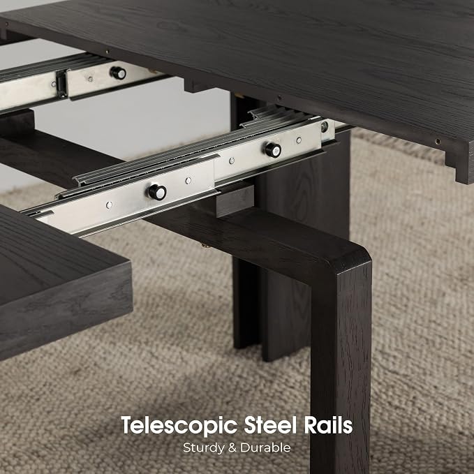 Transformer Table - Solid Wood Extendable Dining Table, Seats 2-12, Expandable Dining Room Table, Space-Saving Furniture, Kitchen and Dining Room Furniture (Black, Table + Coffee Table)