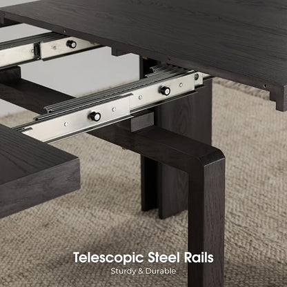 Transformer Table - Solid Wood Extendable Dining Table, Seats 2-12, Expandable Dining Room Table, Space-Saving Furniture, Kitchen and Dining Room Furniture (Black, Table + 2 Benches)