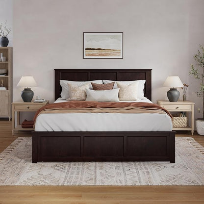 AFI, Madison King Solid Wood Platform Bed with Matching Footboard & Storage Drawers, Espresso