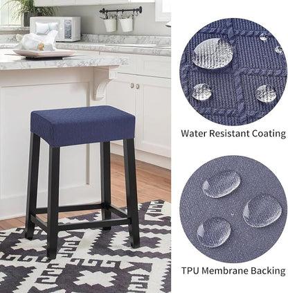 YISUN Stool Covers Rectangle - 4 Pack Stretch Waterproof Saddle Seat Cover Counter Bar Stools Bar Chairs Covers Kitchen Island Chairs Cushion Protector (4, Argyle-Navy Blue)