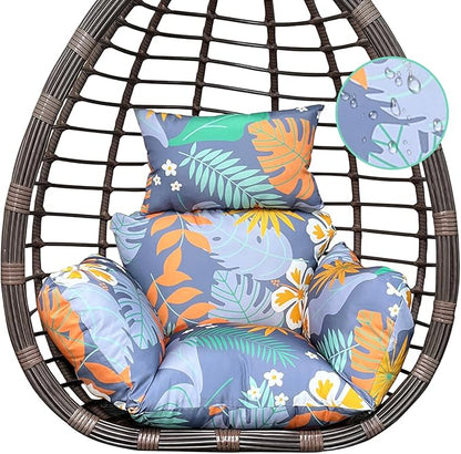 Indoor Outdoor Egg Chair Cushion Thick Hanging Floral Egg Swing Chair Cushion U-Shaped Back Cushions for Patio Garden Hammock