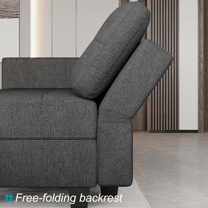 Belffin Reversible Storage Modular U-Shape Sectional Sofa Couch with Double Chaises Modular Sectional Sofa Set with Ottomans Fabric Dark Grey