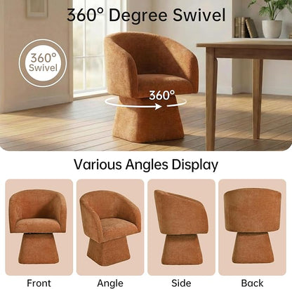 VKNOW Upholstered Swivel Dining Chairs Set of 1, Modern Dining Room Chairs with Barrel Back, Accent Arm Chair for Dining Room, Living Room, Bedroom, Vanity, Orange