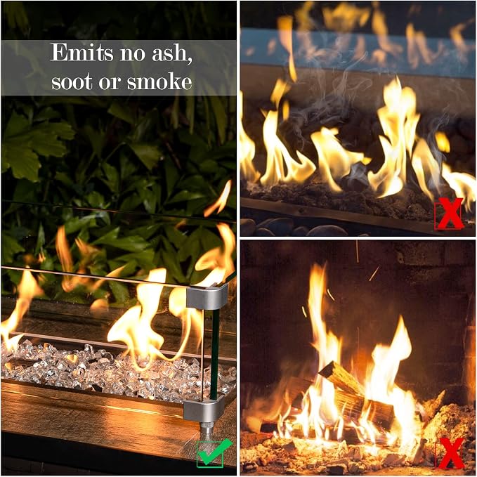 GASPRO 10 lbs Clear Fire Glass for Fire Pit Table, Reflective Gas Fireplace Glass Rocks, Gorgeous, 1/2 Inch
