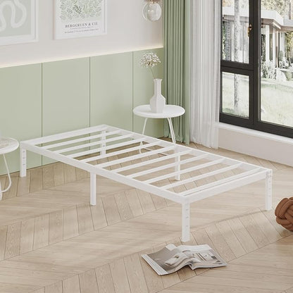 Cieemine 12 Inch Twin XL Bed Frames, Heavy Duty Metal Bed Frame Twin XL, No Box Spring Needed, Easy Assembly, Noise-Free, White