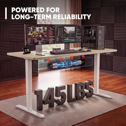 Furmax Electric Height Adjustable Standing Desk Large 48 x 24 Inches Sit Stand up Desk Home Office Computer Desk Memory Preset with T-Shaped Metal Bracket, Wood