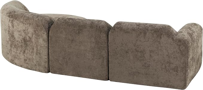 Merax Modern Curved Sectional Sofa with Ottoman, Couch 4-Piece Set High-Density Compressed Sponge, Fully Assembled, Right Hand Facing, Plush Deep Seat for Living Room, Lounge, Apartment, Dark Brown