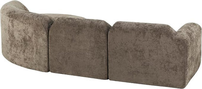 Merax Modern Curved Sectional Sofa with Ottoman, Couch 4-Piece Set High-Density Compressed Sponge, Fully Assembled, Right Hand Facing, Plush Deep Seat for Living Room, Lounge, Apartment, Dark Brown