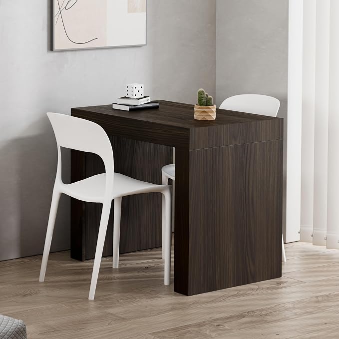 Mobili Fiver, Evolution Desk 35.4 x 23.6 in, Dark Walnut with Two Legs, Made in Italy