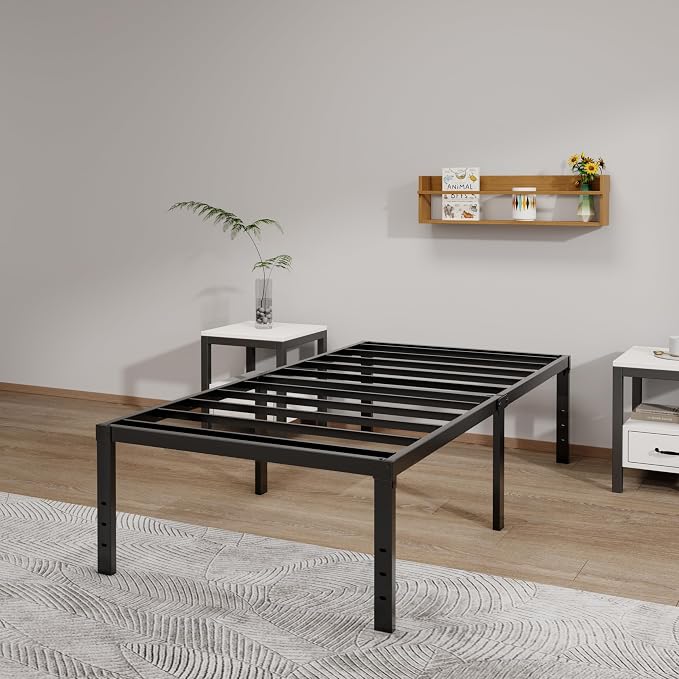 LUMUNANCE Metal Bed Frame Twin XL Size - 18 Inch Heavy-Duty Platform Bed Frame No Box Spring Needed, Easy Assembly, Noise-Free, Sturdy Mattress Foundation, Underbed Storage Space
