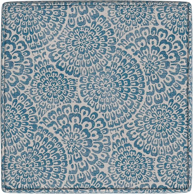 HomePop 18" Classic Square Storage Ottoman - Blue & Cream Modern Floral