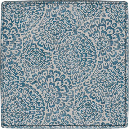 HomePop 18" Classic Square Storage Ottoman - Blue & Cream Modern Floral