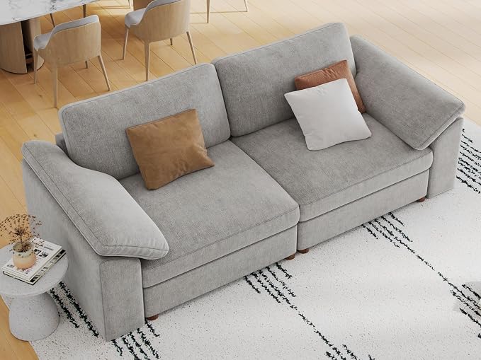 EASE MOOSE Modern Loveseat Sofa for Living Room,Comfty 2 Seat Solid Wood Frame Sofa, Modern Deep Seat Couch,Removable Cover