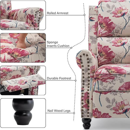 Recliner Chair, Modern Pushback Armchair with Adjustable Backrest & Footrest for Bedroom, Living Room