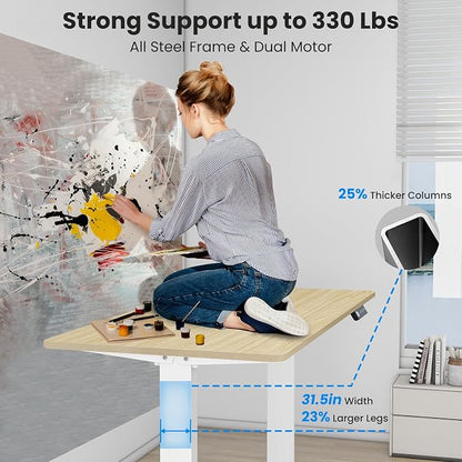Dual Motor Electric Standing Desk Frame- Heavy Duty Height Adjustable Desk Legs, Sit to Stand Up Desk Base, 4 Memory Settings Controller for Adjustable Desktop Sizes, Over 300 lbs Load Capacity