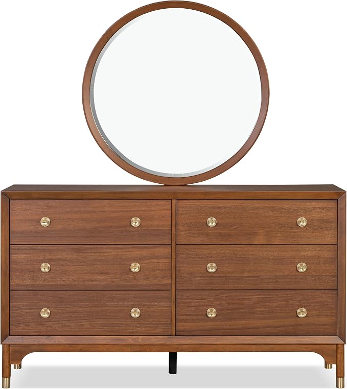 Furniture of America Forma Modern Solid Wood 4-Piece Bedroom Set with Storage Bed with LED Lights, Ball-Bearing Glide on Nightstand and Dresser with Mirror, No Box Spring Needed, King, Walnut