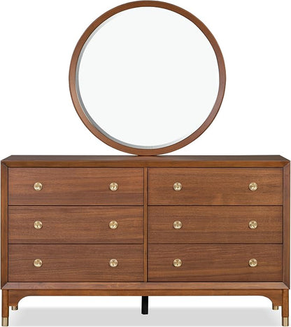 Furniture of America Forma Modern Solid Wood 4-Piece Bedroom Set with Storage Bed with LED Lights, Ball-Bearing Glide on Nightstand and Dresser with Mirror, No Box Spring Needed, King, Walnut