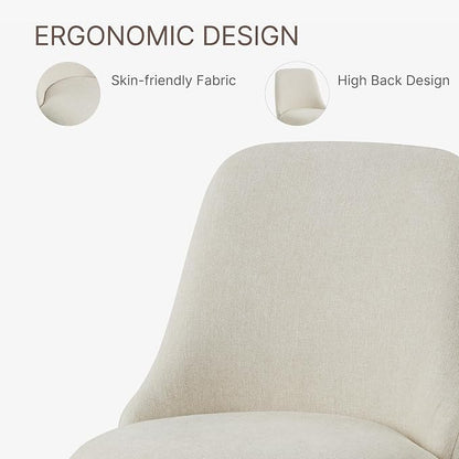 KISLOT Swivel Dining Chairs Set of 1, Upholstered Mid Century Modern Deskchair with High Back, Linen Fabric Kitchen Chairs for Dining Room, Bedroom, Dressing Room, Linen
