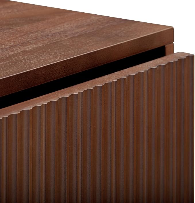 Teamson Home 30″ Wide Fluted Dresser with 3 Push-Open Drawers, Deep Storage with Natural Fluted Front Texture, Solid Rubber Wood Feet and Real Veneer Finish for Bedroom or Living Room, Walnut | 3 Push-Open Drawers, Deep Storage with Natural Fluted Fron...