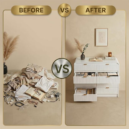 FURSUN Fluted 8 Drawers Dresser for Bedroom, 55" Wide Wooden Dresser with Metal Handle, Curved Profile Design, Modern Storage Organizer for Bedroom, Living Room, Hallway, White