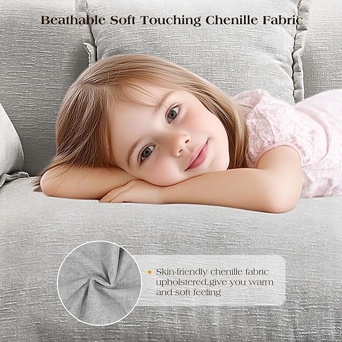 113.4" Modular Sectional Sofa,Cloud Couch for Living Room, Modern Deep Seat Sofa 3 Seater Chenille Fabric Comfy Couches with Throw Pillows for Apartment