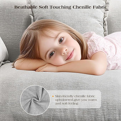 77.6" Modular Sectional Sofa,Loveseat Couch for Living Room, Modern Deep Seat Sofa 2 Seater Chenille Fabric Comfy Cloud Couches with Throw Pillows for Apartment,Small Spaces