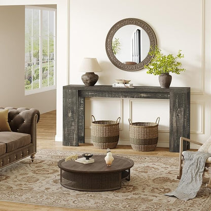 LITTLE TREE 70.9-Inch Long Console Table, Narrow Sofa Table Behind the Couch, Farmhouse Console Table for Living Room, Entryway, Hallway