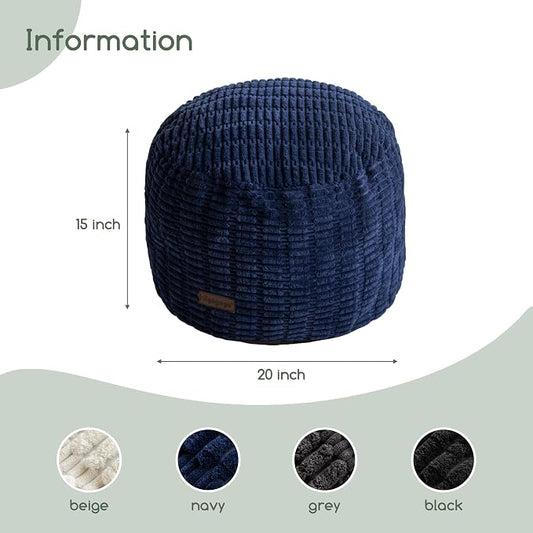 HIGOGOGO Pouf Ottoman Stuffed Round Modern Foam Filled Foot Rest Poufs for Living Room Chair Decorative 20 X 15 Inches Boho Relax Stool for Wedding Christmas Party, Navy Blue