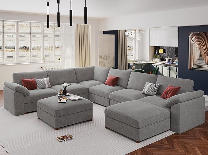 EASE MOOSE Sectional Modular Sofa,Oversized U Shape Sectional Couch Wide Deep seat Sectional Sofa,Comfortable Cloud Couch sectional Couch