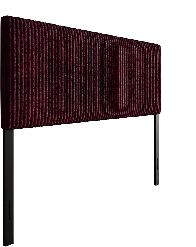 Twin Corduroy Velvet Upholstered Adjustable Headboard, Red