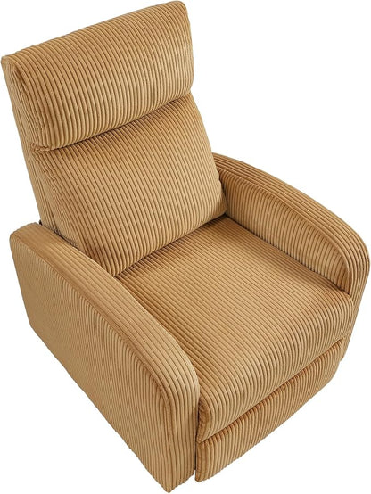 Lexicon Corduroy Pushback Recliner Chair Armchair Push Back Recliner, Solid Wood Frame and Metal Base, Easy Assembly Small Soft Single Sofa Accent Chair for Living Room/Office/Apartment, Yellow