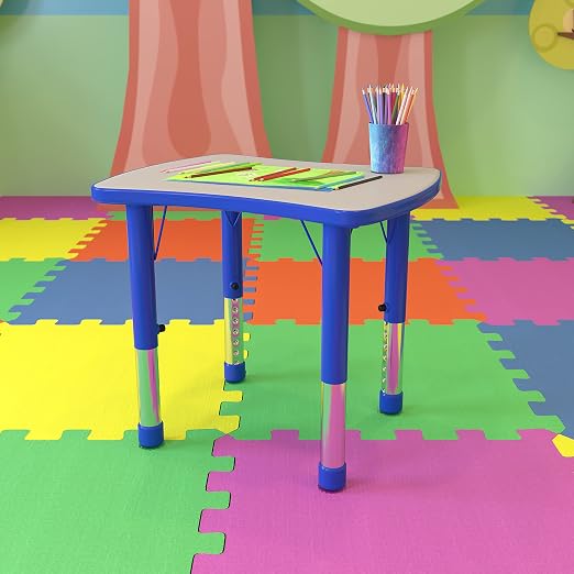 EMMA + OLIVER 21.875x26.625 Blue Plastic Height Adjustable Activity Table