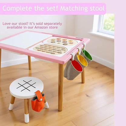 Sensory Table for Toddlers Wooden Montessori Adjustable Activity Table | Adjustable height grows with child · 3 sensory bins · Converts to activity table · Montessori open-ended play · Storage bags
