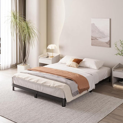 Yicensen 6 Inch Low Profile King Bed Frame with Rounded Corner Legs Heavy Duty Metal King Size Platform Bed Frame No Box Spring Needed, Easy Assembly, Noise Free, Black.