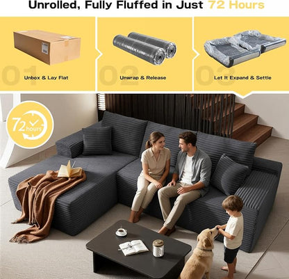 AUGOP 108" Sectional Couches for Living Room Modern Modular Sofa with L-Shape Couchs Upholstered Boneless Couch Deep Seat Sectional Couch with Chaise (Dark Grey, 108" Left Facing Chaise+2Seaters)